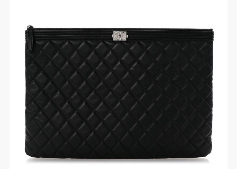 Chanel Black Boy Matelasse Clutch