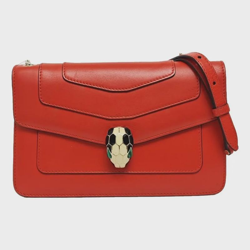 Bvlgari red serpentine bag gold