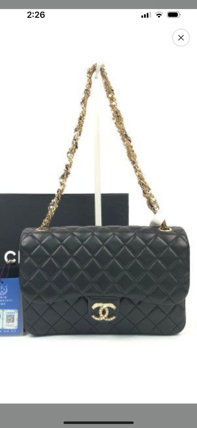 Chanel black flap Westminster pearl quilted lamb