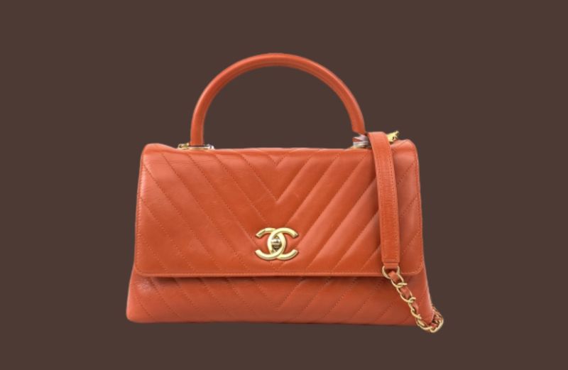 Chanel coco handle caviar chevron gold
