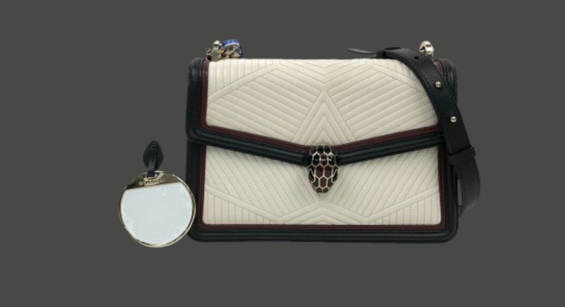 Bvlgari serpentini diamond quilted leather ivory