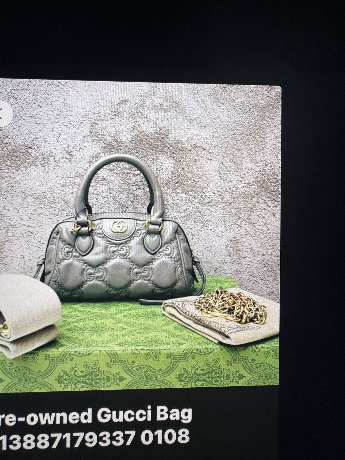 Gucci black maltesse top handle mini guitar strap