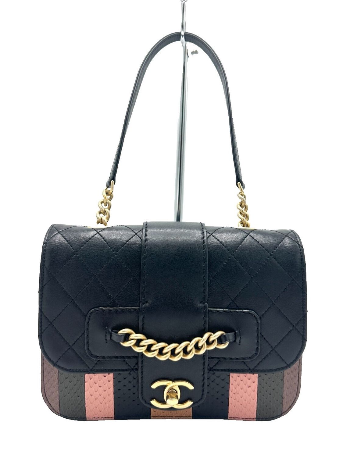 Chanel archi snakeskin calf gold flap bag