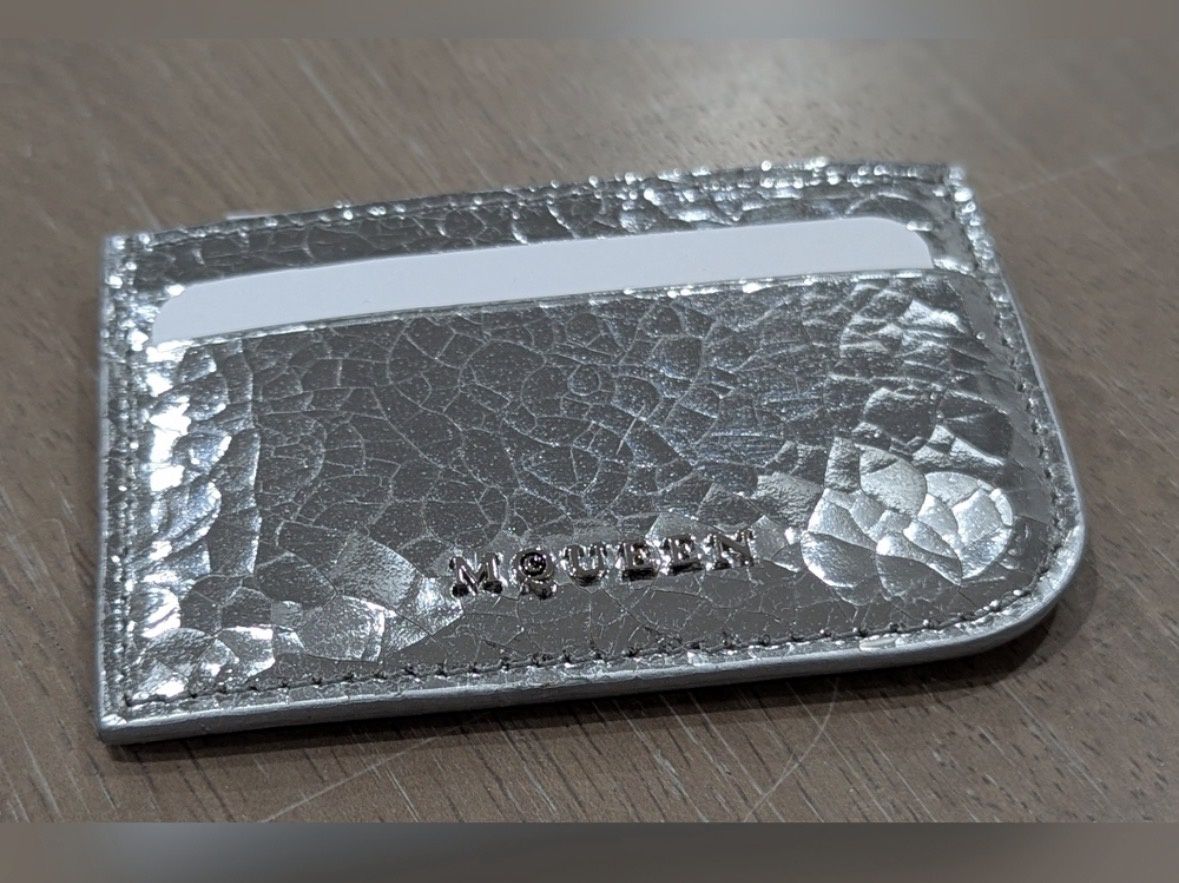 Alexander McQueen logo letter silver card holder