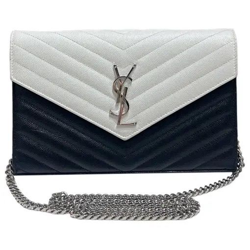 YSL black white envelope woc silver