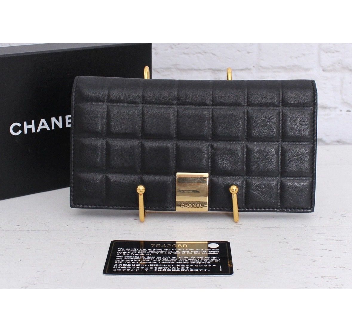 Chanel chocolate bar long wallet black