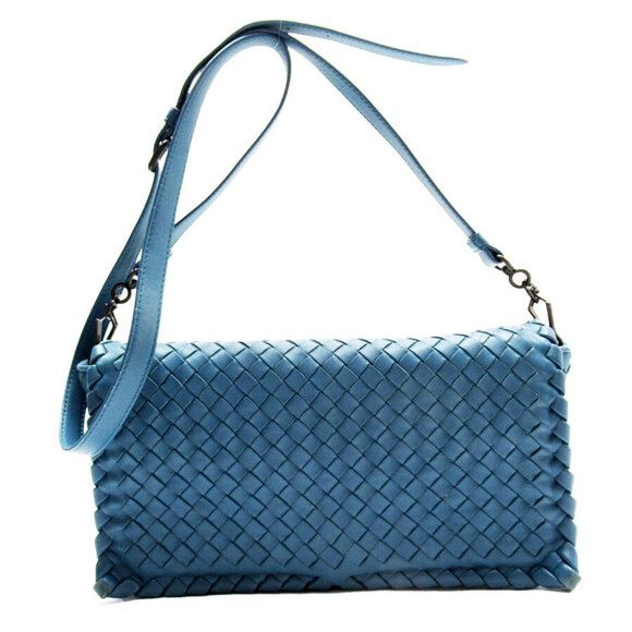 Bottega blue intraciato bag