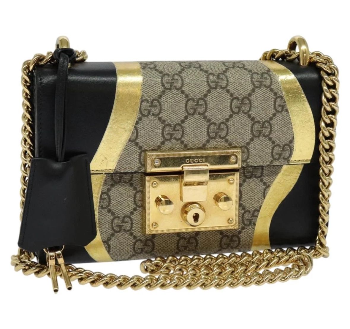 Gucci gg lock black gold bag
