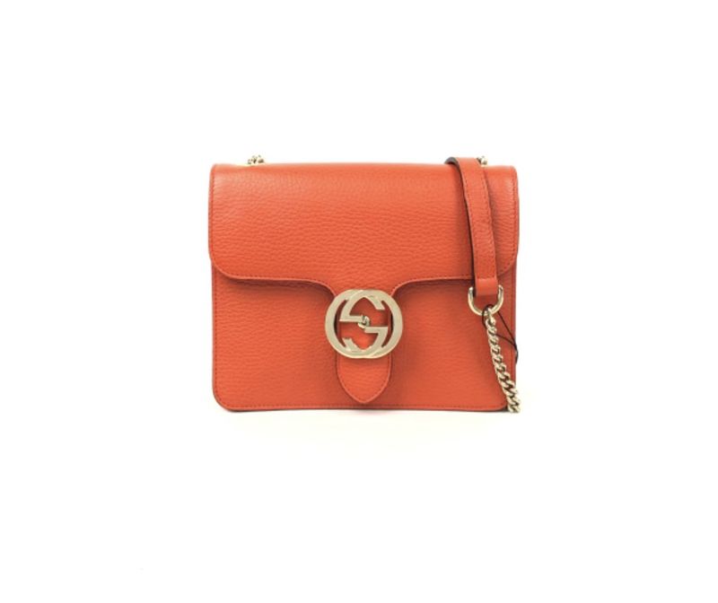 Gucci pebbled leather gg small crossbody orange