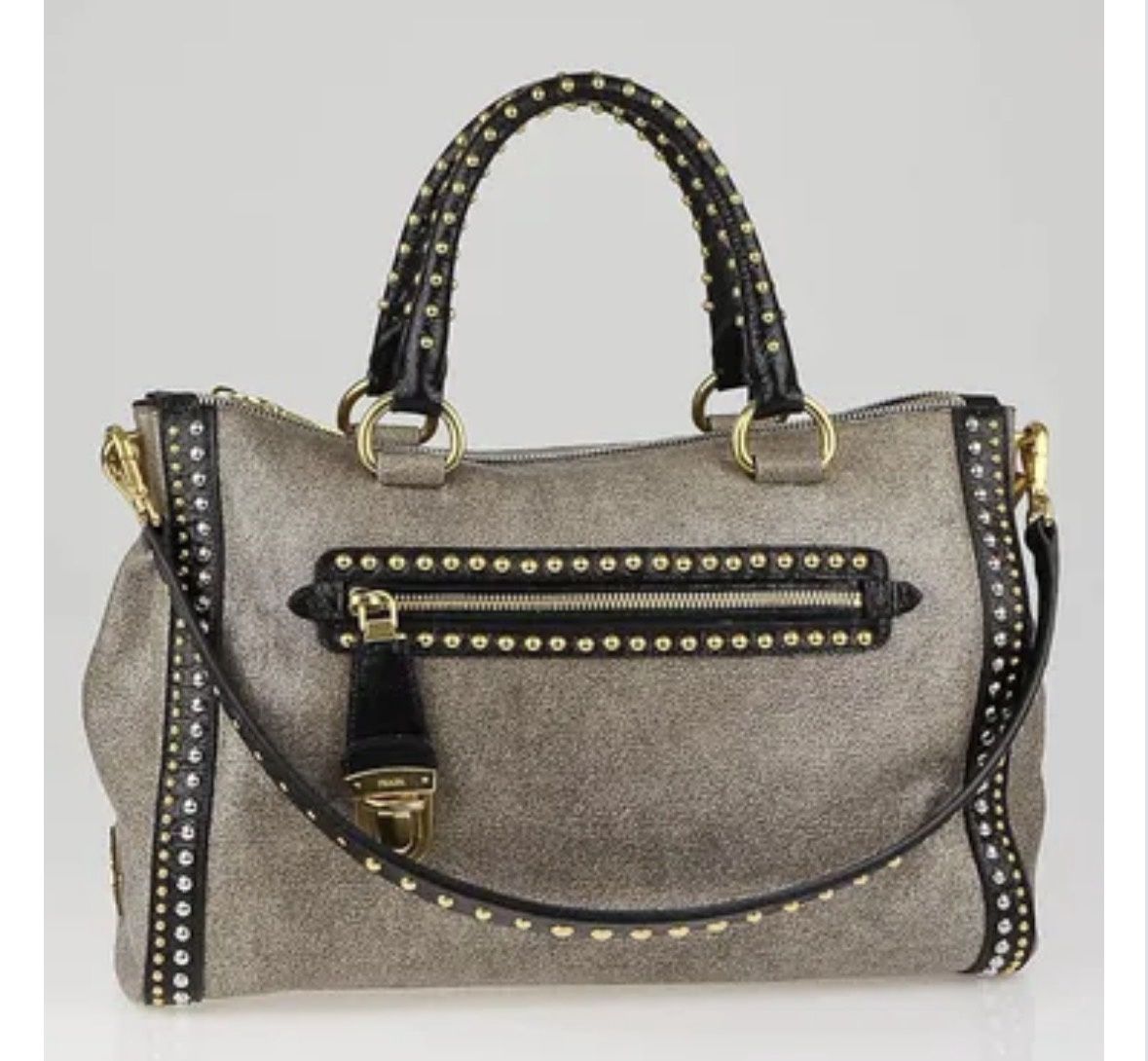 Prada talco craquele studded bag