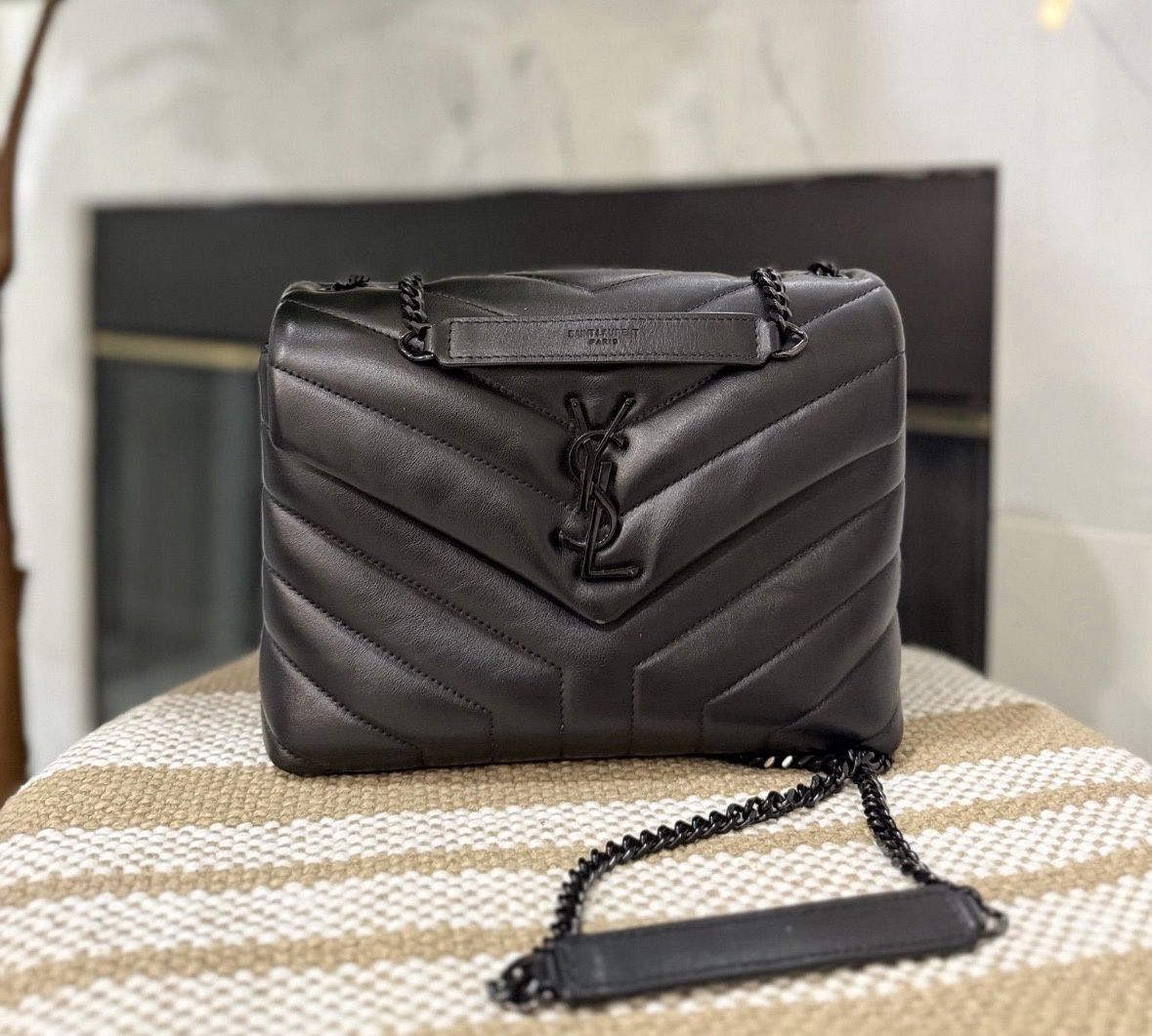 Ysl black on black Lou Lou puffer small crossbody