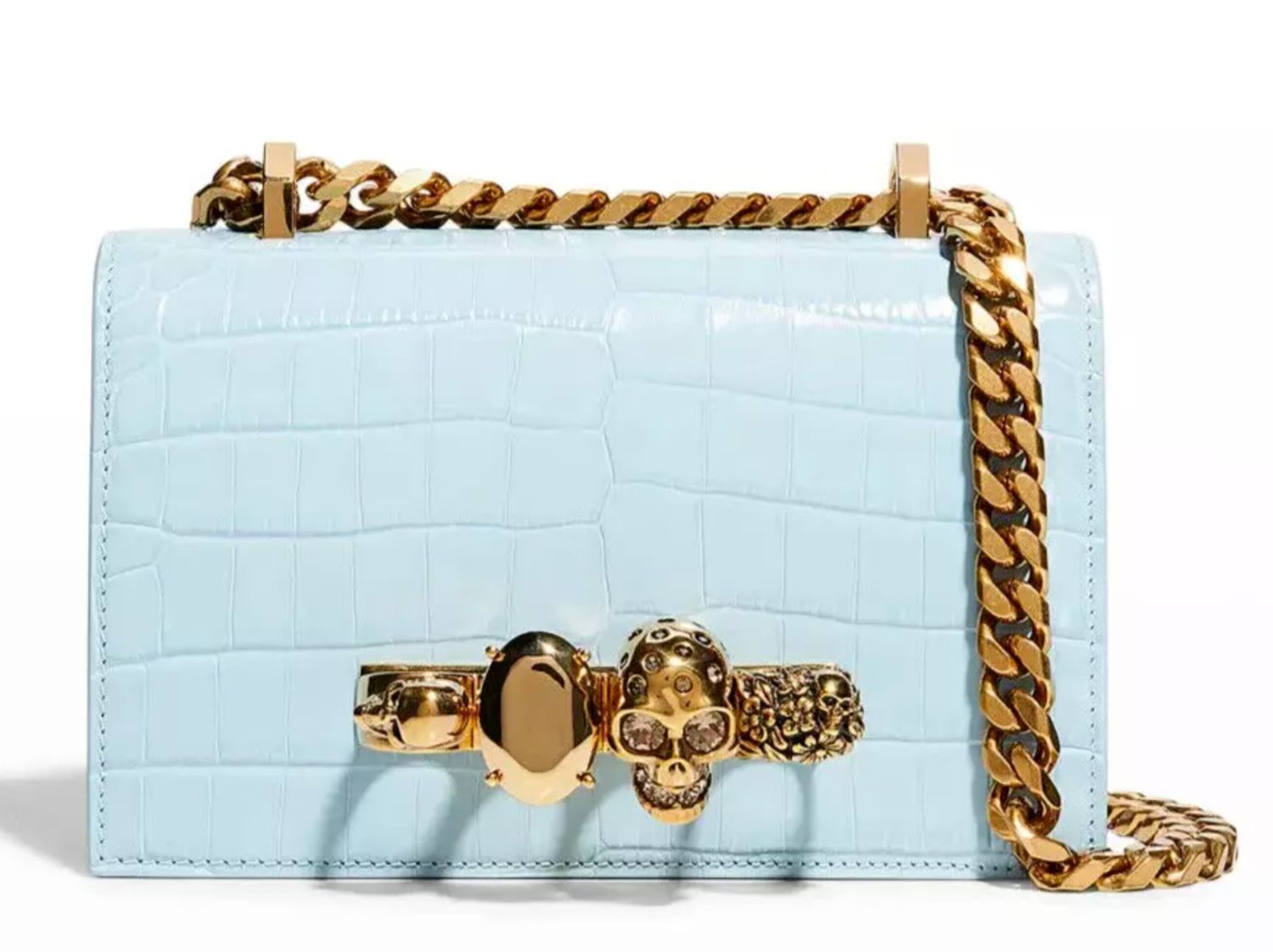 Alexander McQueen knuckle bag blue gold