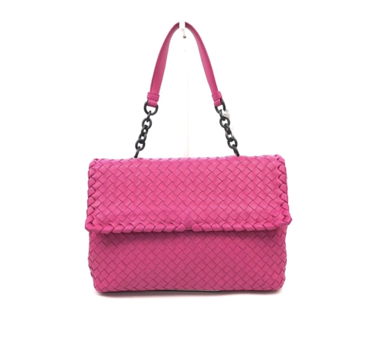 Bottega Venetia hot pink intracaiato gunmetal