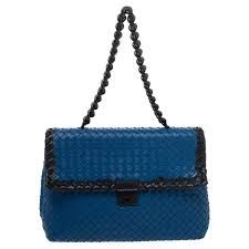 Bottega Venetia blue intracciatto gunmetal
