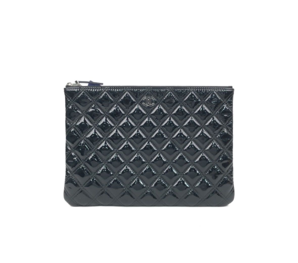 Chanel black patent pouch clutch