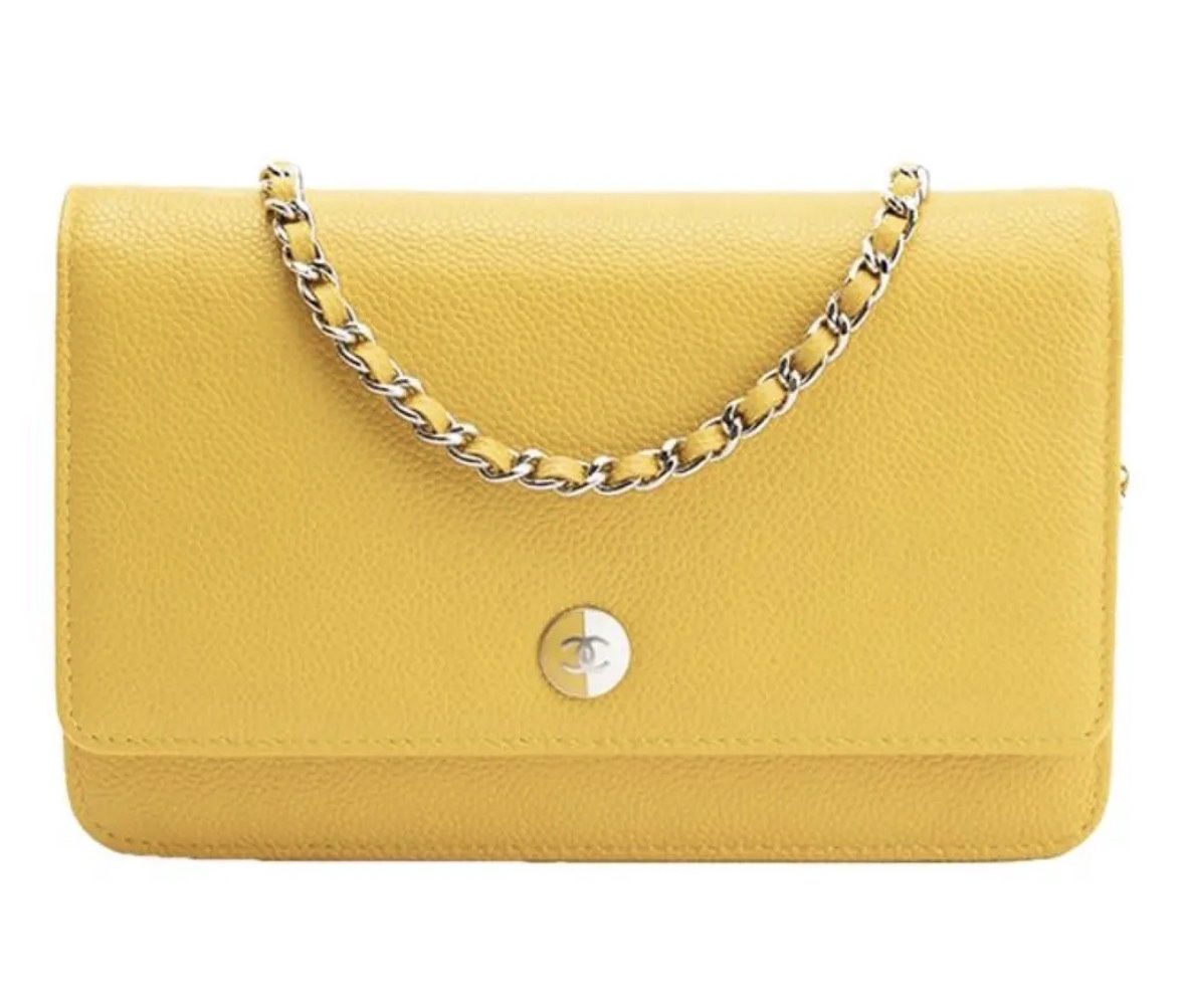 Chanel yellow WOC caviar
