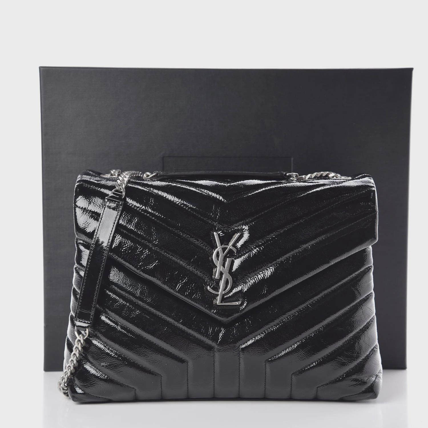 Ysl loulou puffer black silver