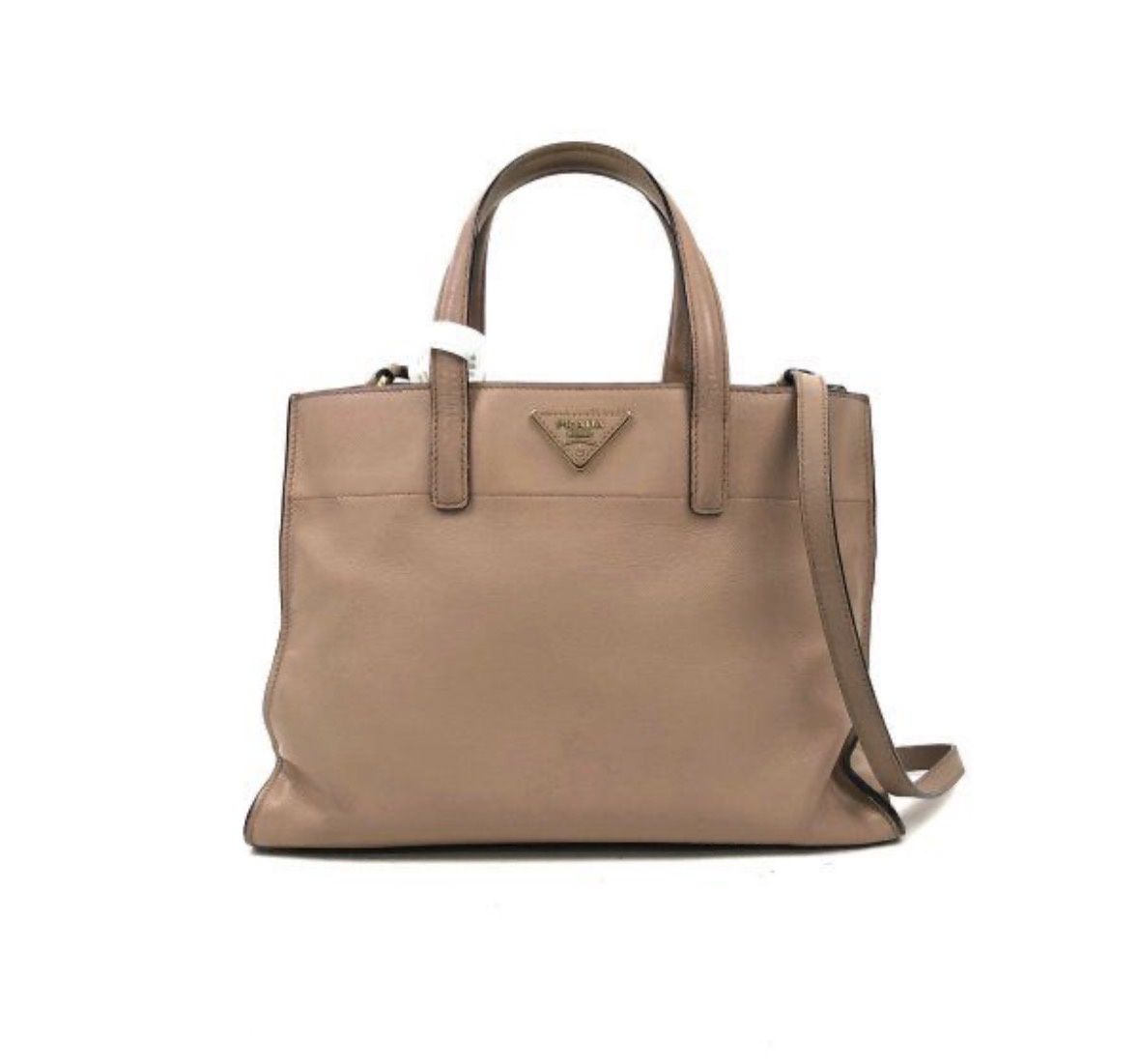 Prada saffiano beige tote strap crossbody