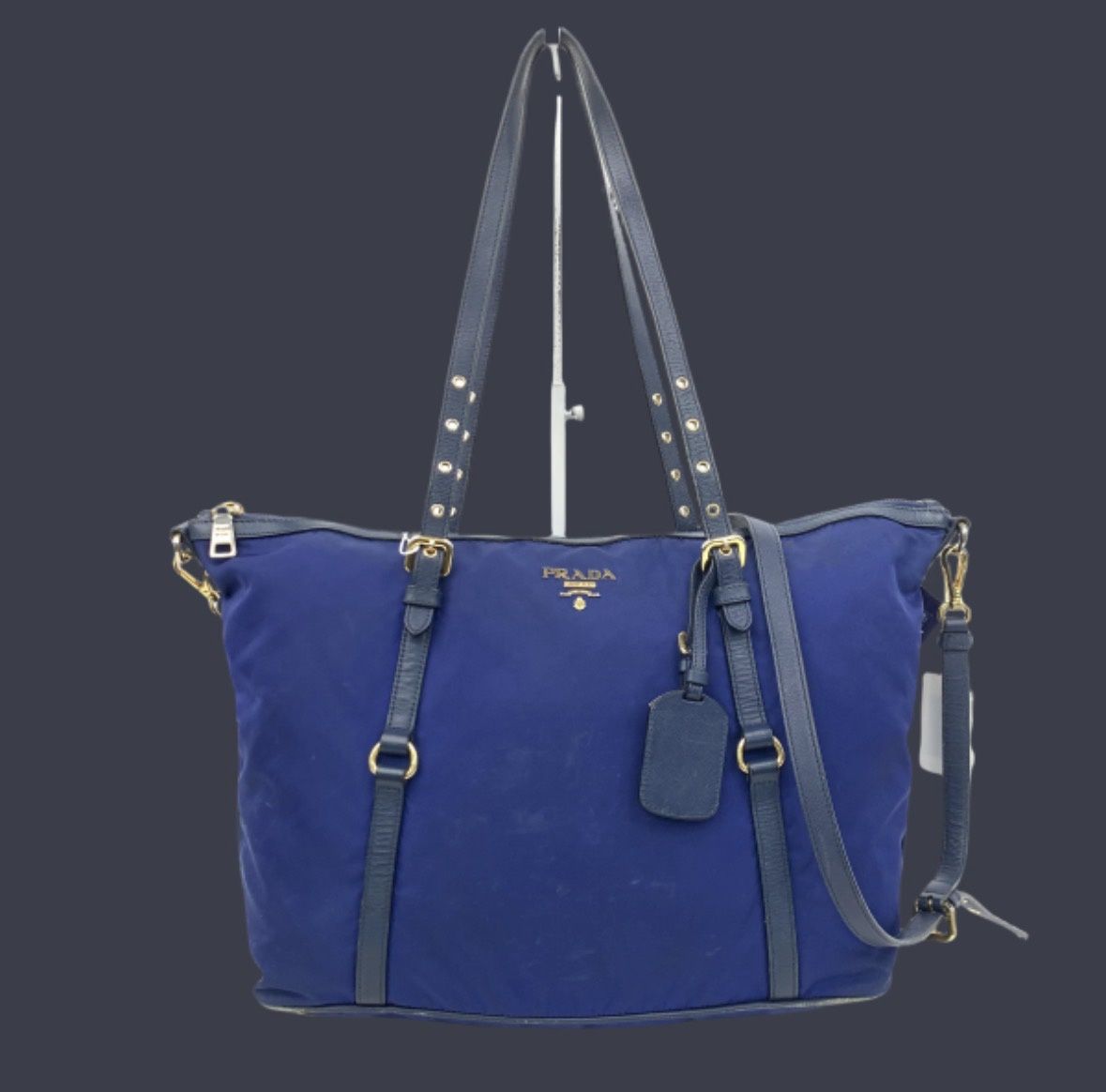 Prada Tesutto safiano blue tote