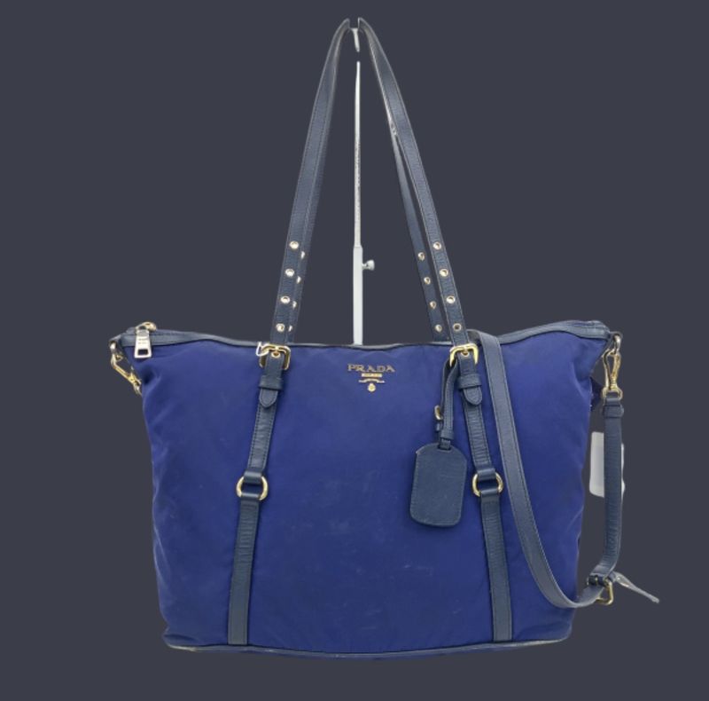 Prada Tesutto safiano blue tote