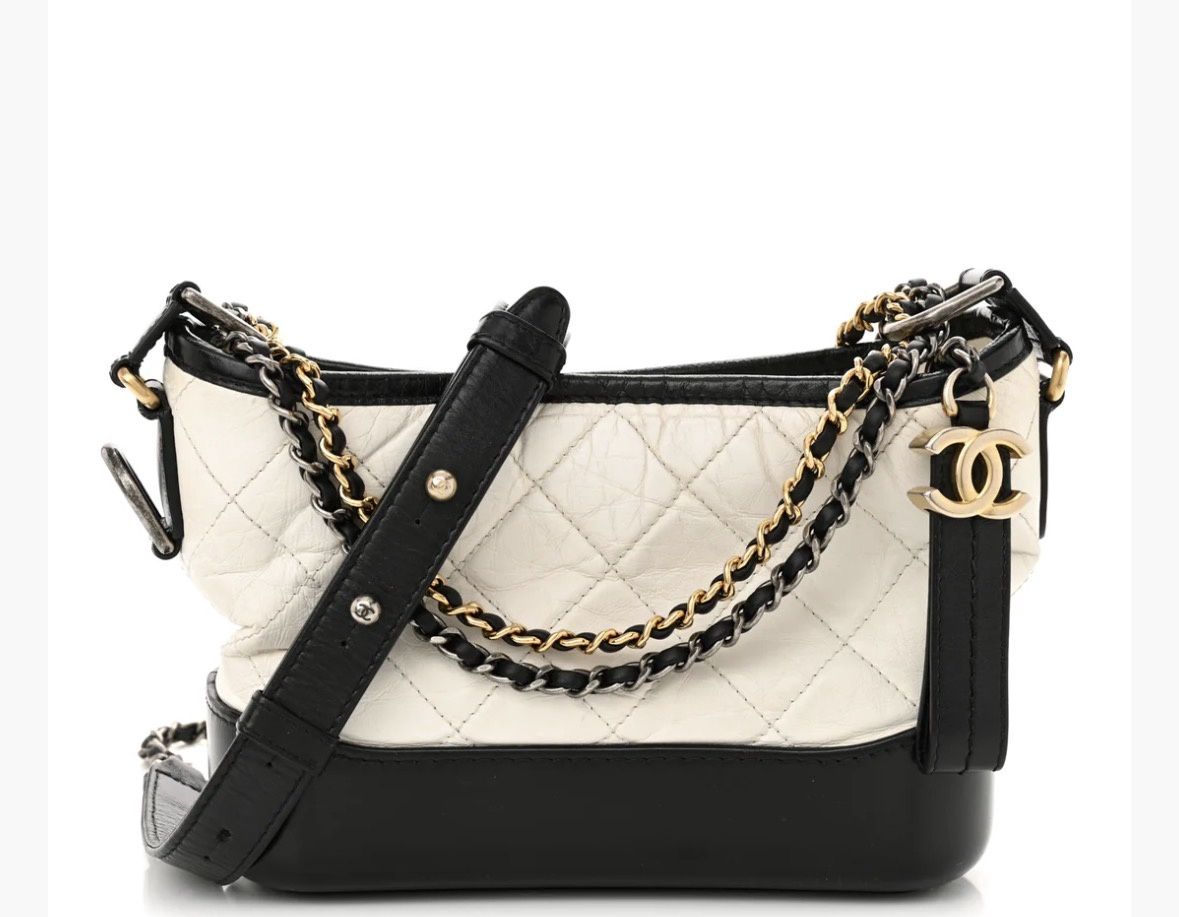 Chanel Quilted Small Gabrielle Hobo Black White