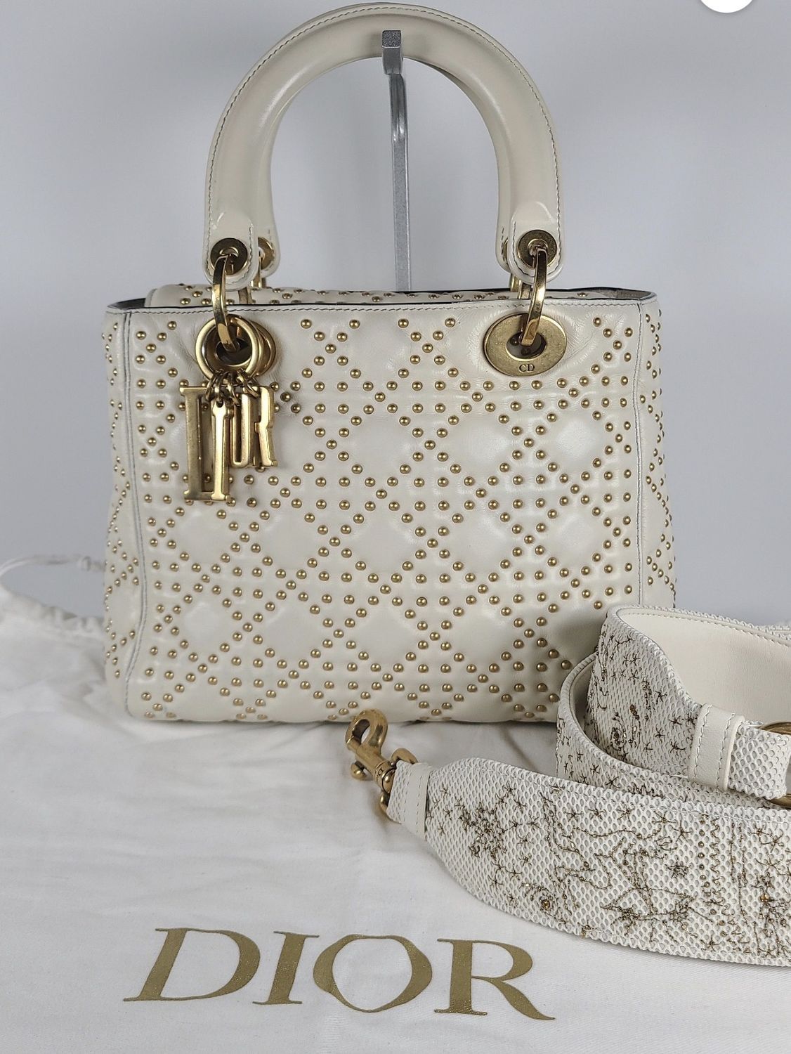 Dior lady dior white studded