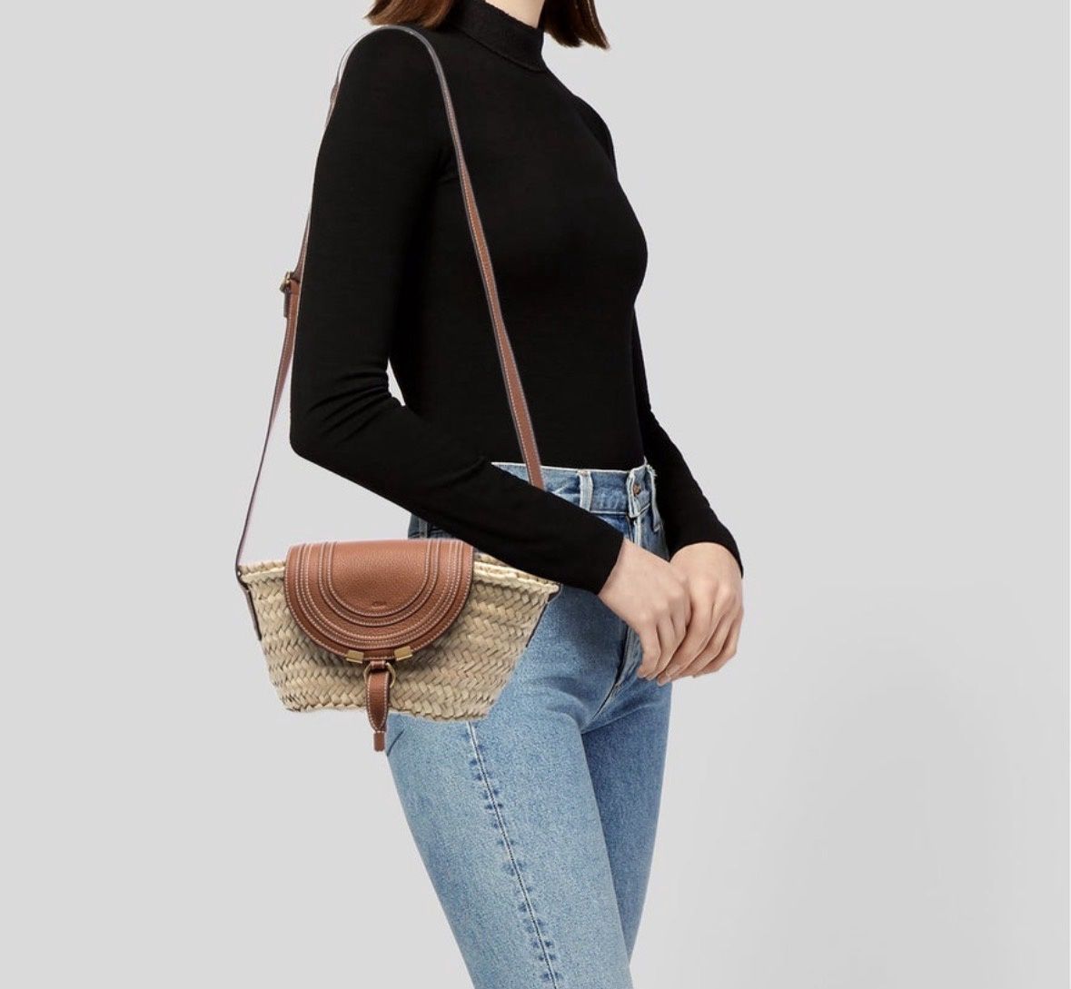 chloe marcie raffia br crossbody