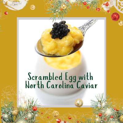 Christmas Morning Scramble Egg with Caviar and Champagne Wine