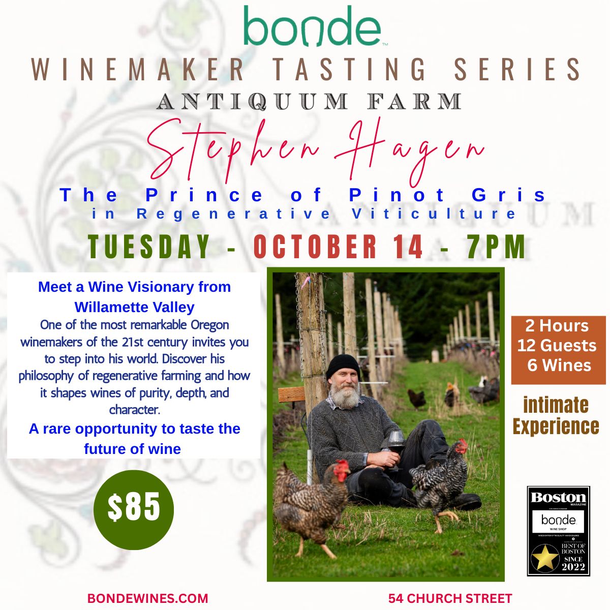 Winemaker Tasting Series - Stephen Hagen of Antiquum Farm - Tuesday October 14th, 7pm