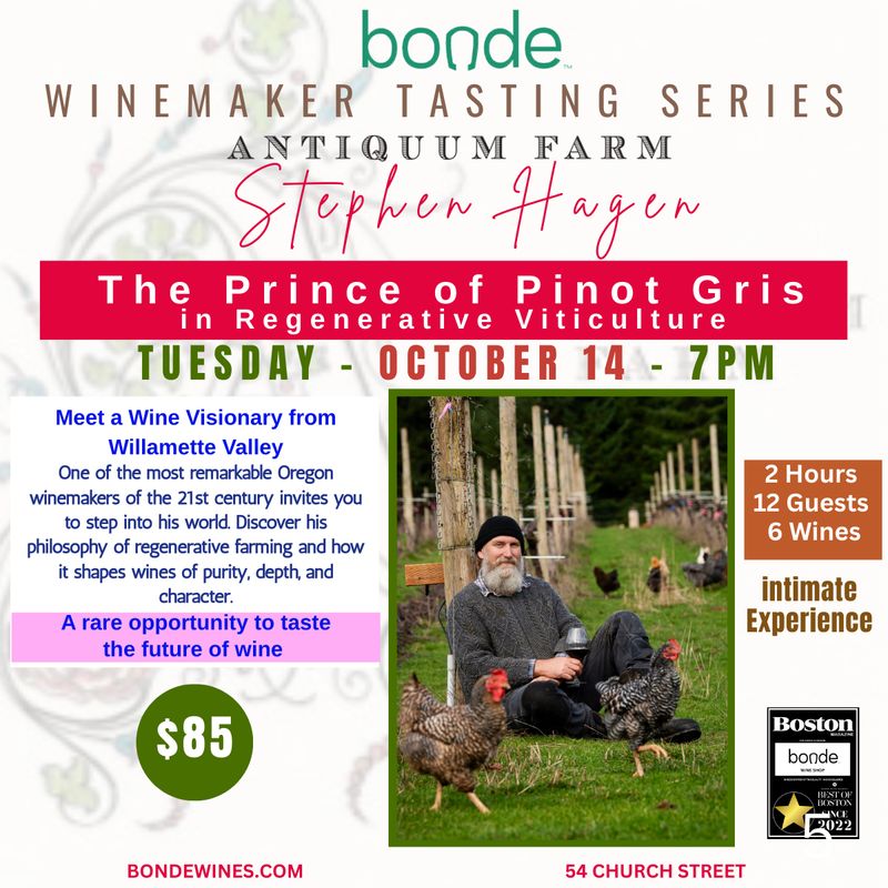 Winemaker Tasting Series - Stephen Hagen of Antiquum Farm - Tuesday October 14th, 7pm