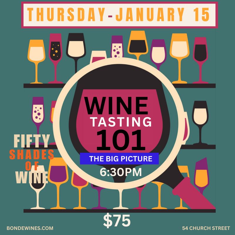 Wine Tasting 101: The Big Picture - Thursday January 15 at 6:30pm