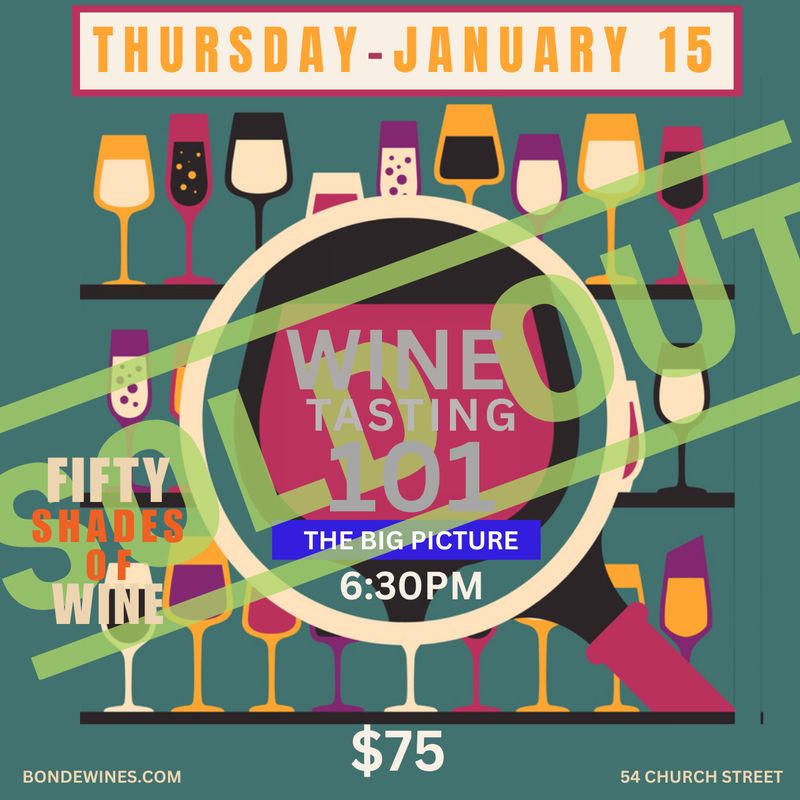 Wine Tasting 101: The Big Picture - Thursday January 15 at 6:30pm