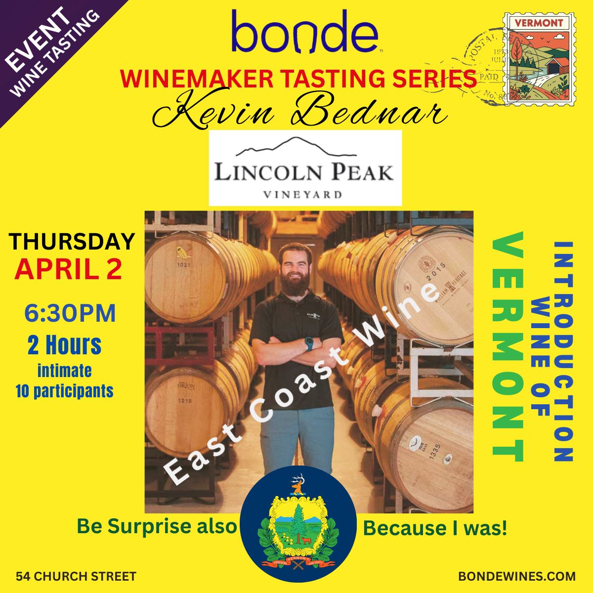 Wine Tasting 101: Introduction to the Wines of Vermont - Thursday April 2 at 6:30pm