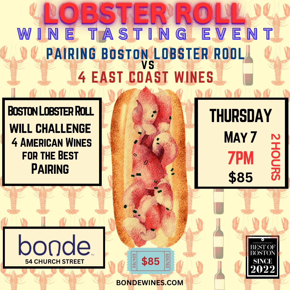 4 East Coast Wines Around the Lobster Roll - Wine Tasting &amp; Class - Thursday May 7th, 7PM