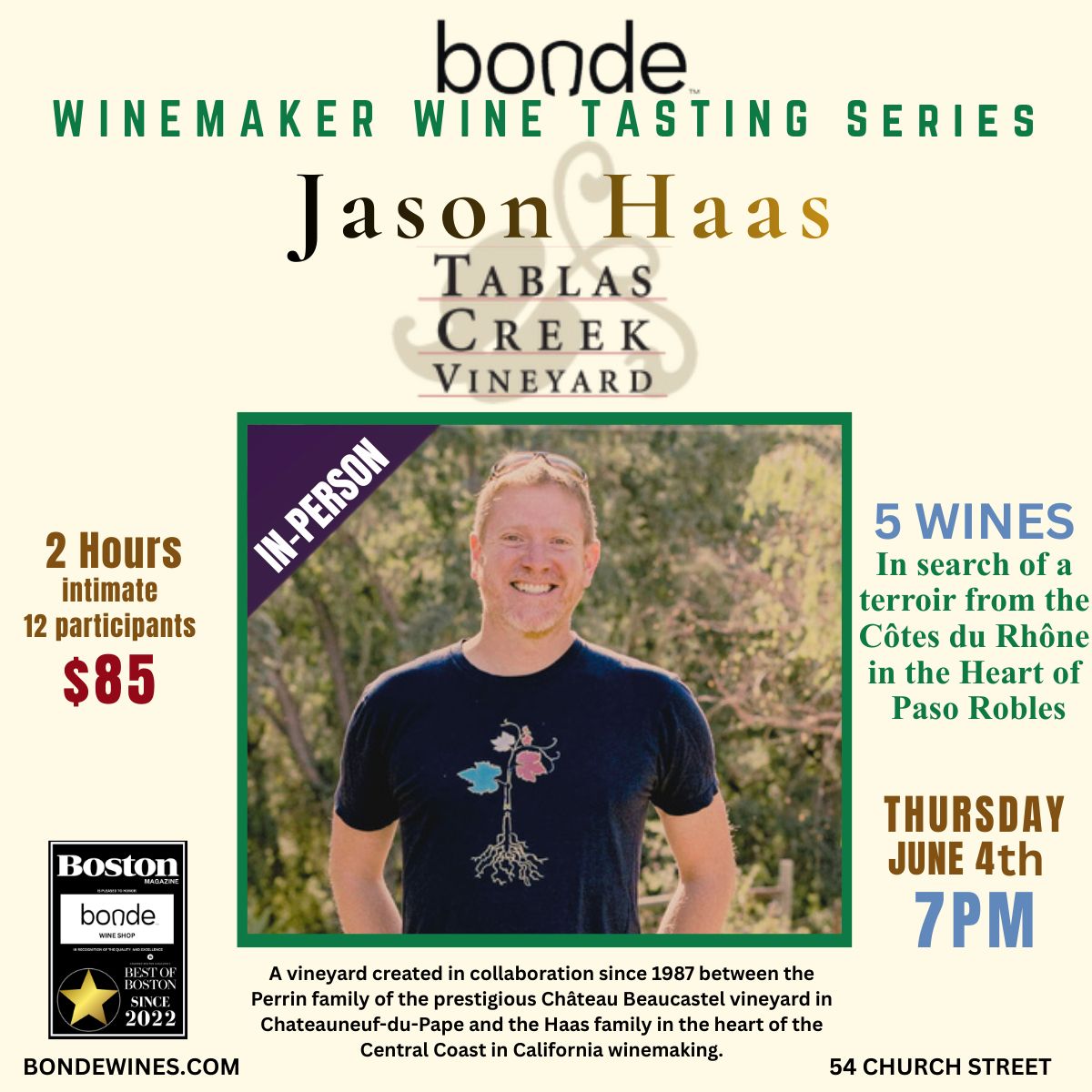 Winemaker Series with Jason Haas – Tablas Creek Vineyard - Wine Tasting &amp; Class - Thursday June 4, 7PM