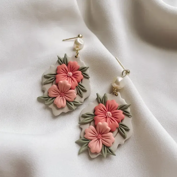 &quot;Queen Charlotte&quot; I Handmade Floral Clay Earrings