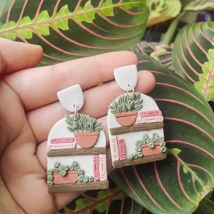 Book Earrings, Plant Earrings