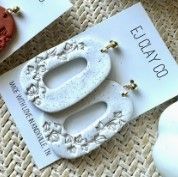 Large Floral Orangic Dangles - Granite