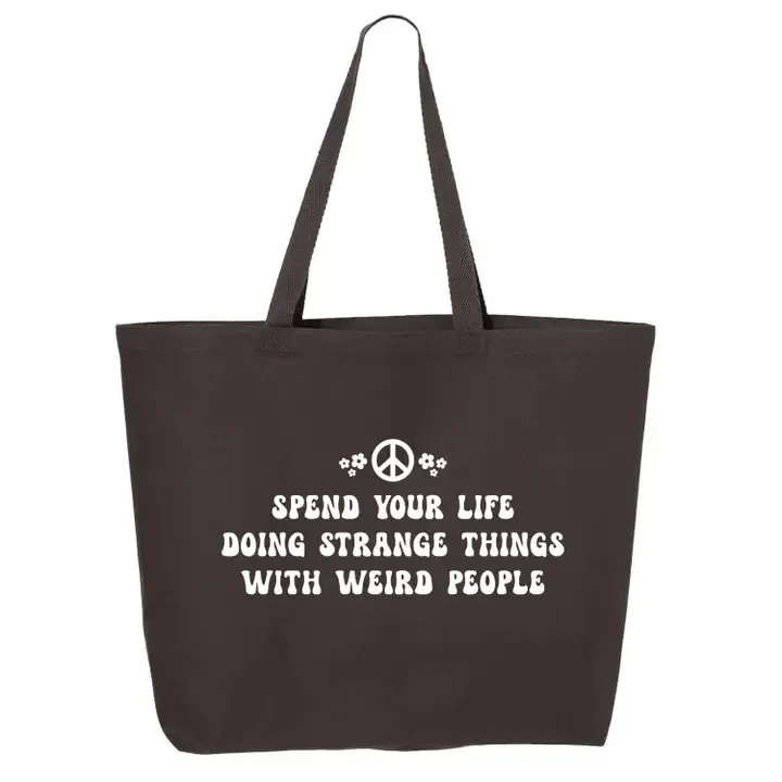 Strange Things Weird People Cotton Canvas Tote Bag | Hippie - Charcoal Grey