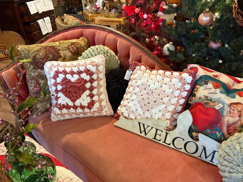 Hand Crochet Heart Pillow