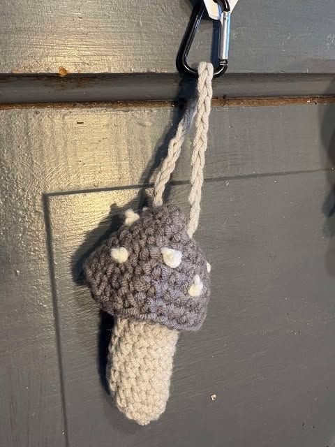Crochet mushroom lip balm holder