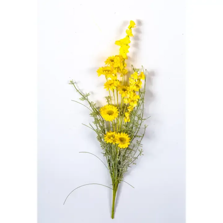 Wild Flower Bouquet With Plastic Greenery, 21in, Hw, Yellow
