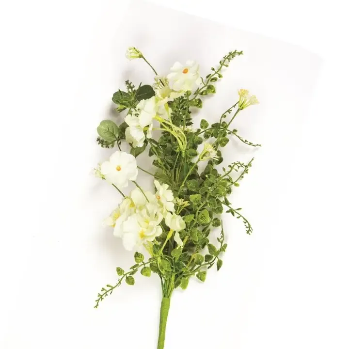 Light Yellow Flower Pick With Greenery, 18 In