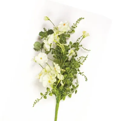 Light Yellow Flower Pick With Greenery, 18 In