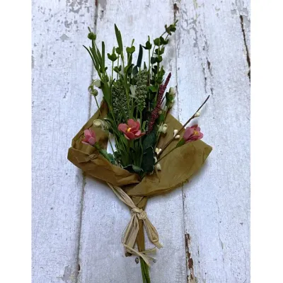 Mixed Flower Bunch in Paper and Foam,  12 in, Cream, Mauve