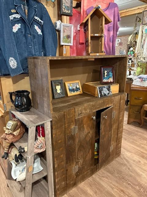 Rustic tall wood cabinet