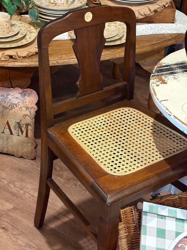 Vintage cane seat small accent chair