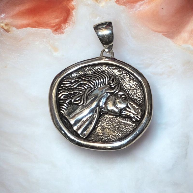 Horse in Round Pendant