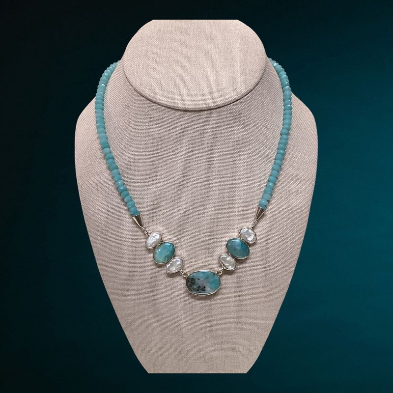 Amazonite &amp; Pearl Necklace