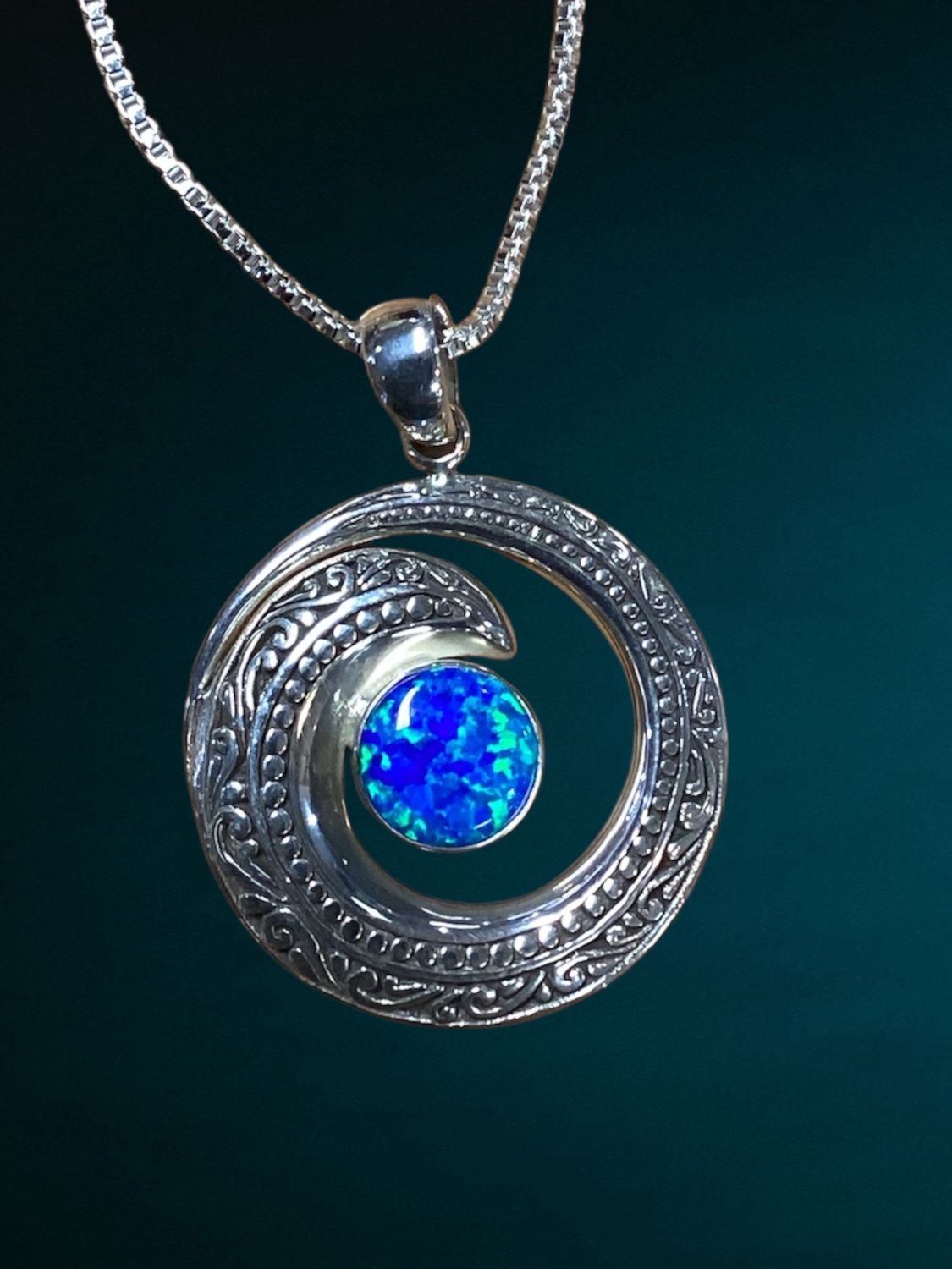 Swirled Wave &amp; Gem Pendant